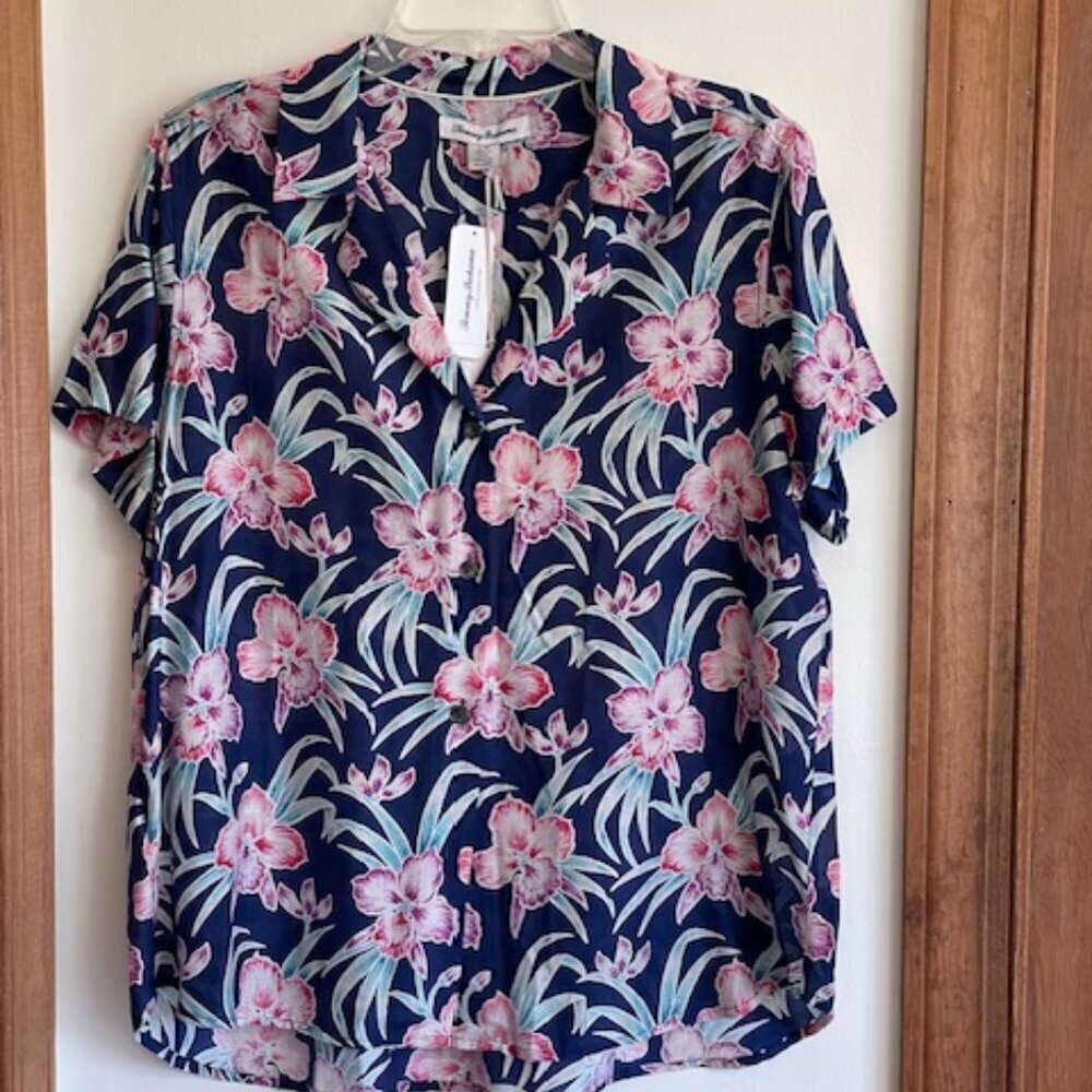 TOMMY BAHAMA Talulla Gardens Camp Shirt in Island Navy L - Picture 7 of 16